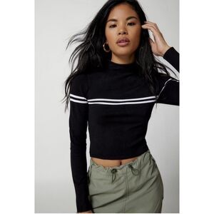Urban Outfitters Angelo Mock Neck Black White Stripe Pullover Sweater XS NWT NEW